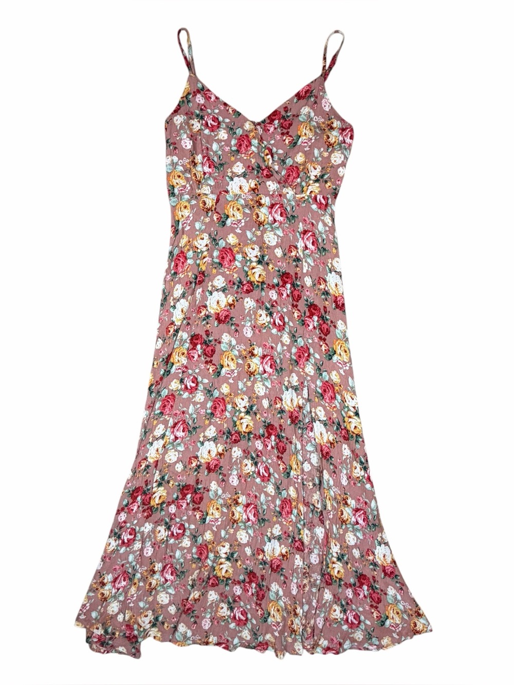 Lulus Floral Wrap Front Midi Dress with Side Slit | Size Small - Picture 2 of 7